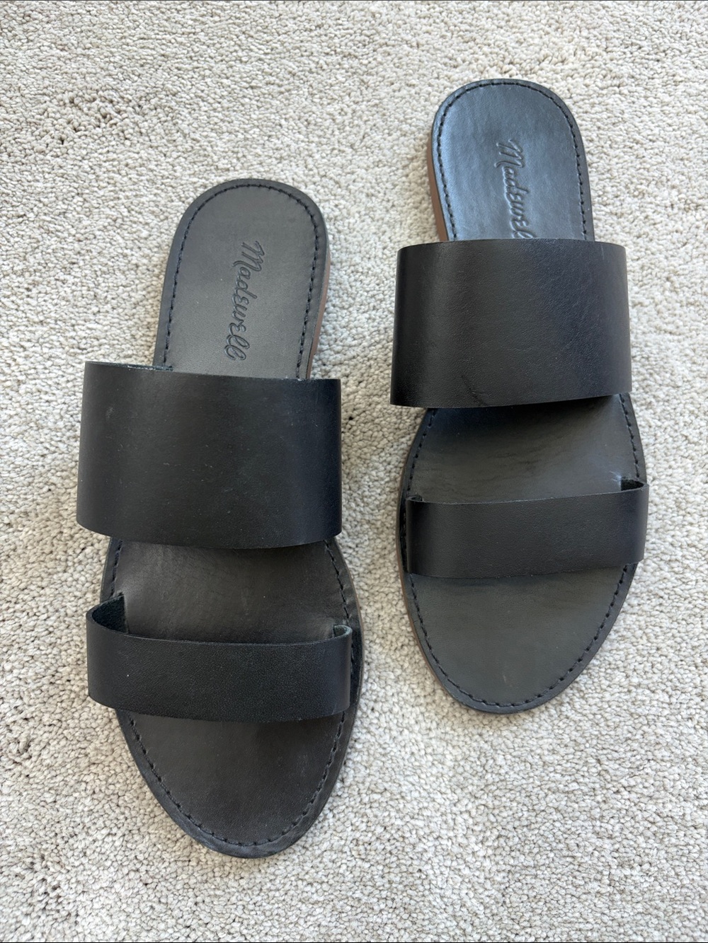 Madewell Boardwalk Sandal Black Leather Women’s Size 9 Double Strap Slide